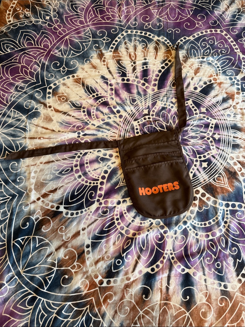 Hooters Brown Crossbody Pouch with Orange Logo